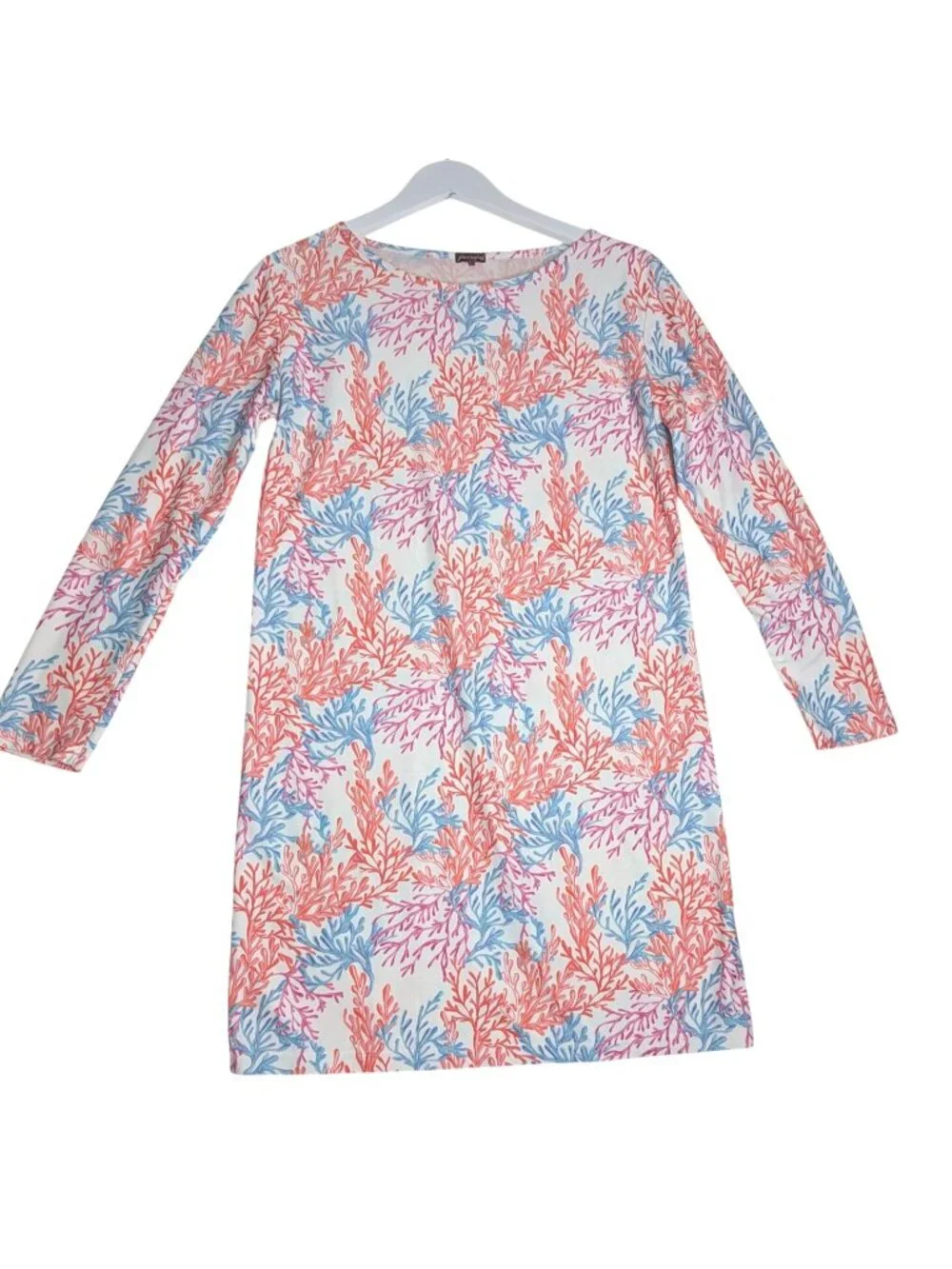 Glamourpuss NYC SPF 50 Sea Coral Print Long Sleeve Shift Dress S - Picture 7 of 9